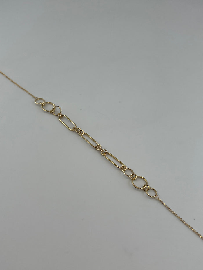 18K Solid Gold Paperclip Link Anklet