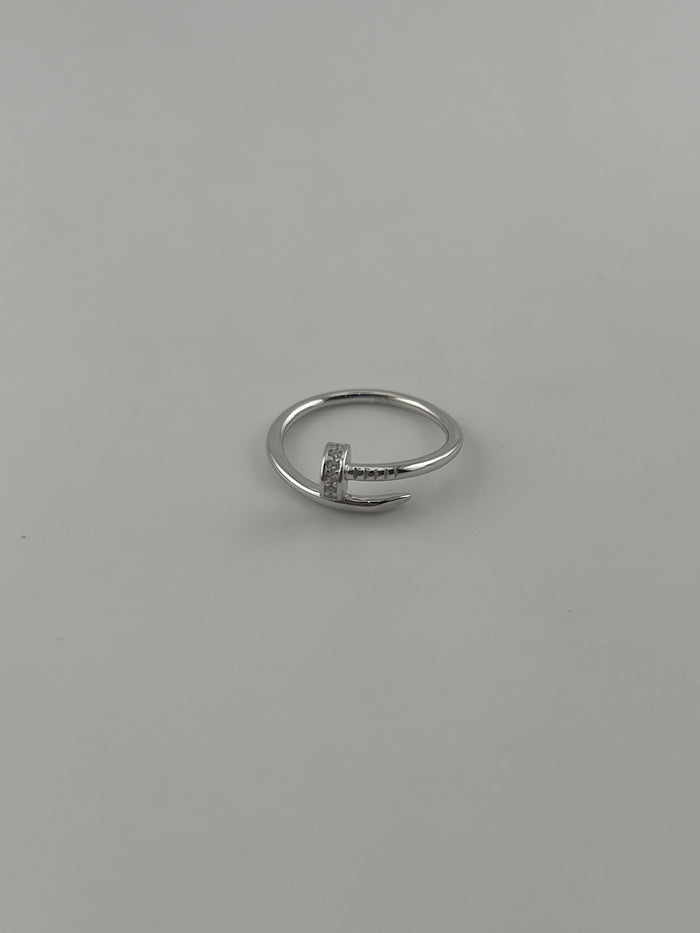 925 sterling Silver Nail Ring with premium cz stones