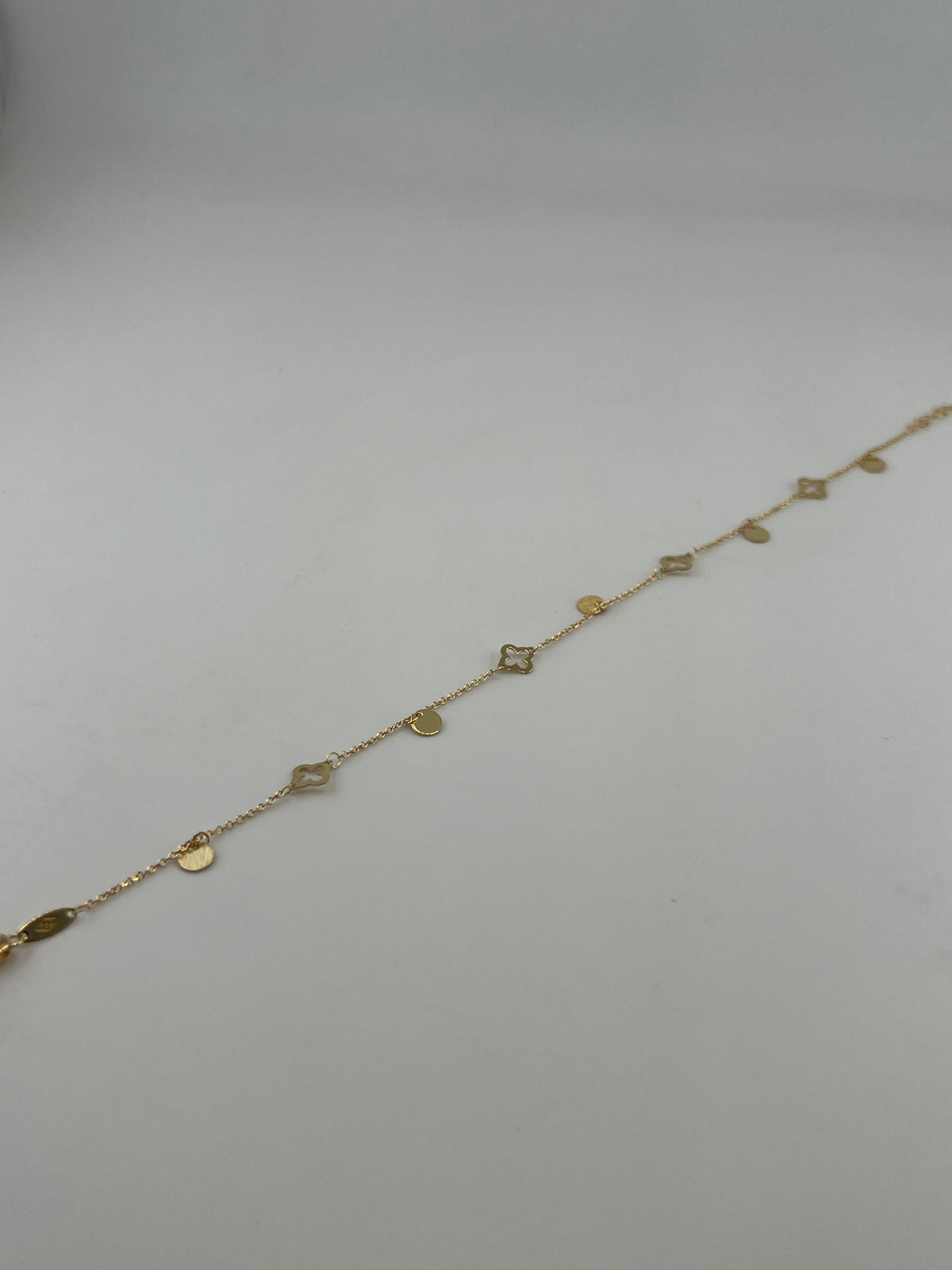 18K Solid Gold Dainty Charm Anklet - Image 1