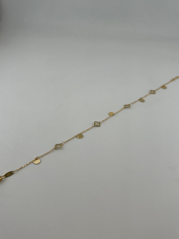 18K Solid Gold Dainty Charm Anklet