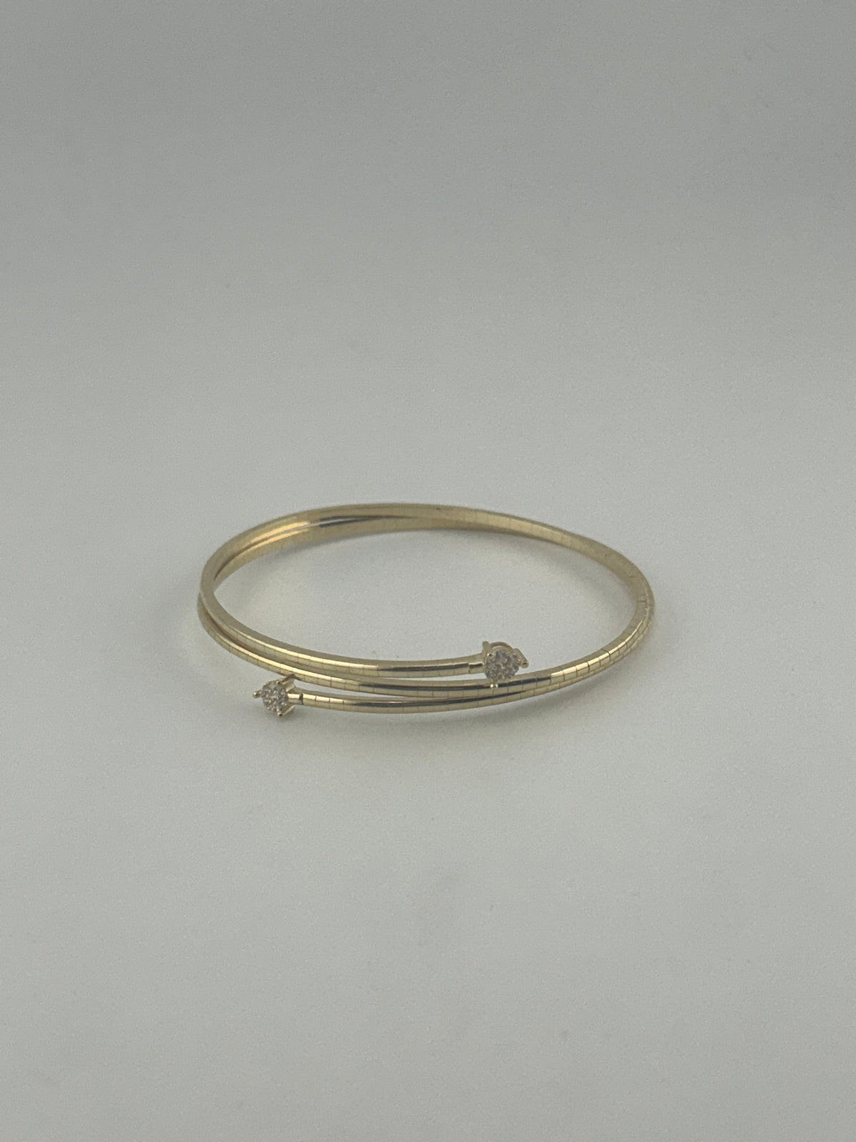 18K Yellow Gold Flexible Bangle with Premium Cubic Zirconia - Image 2