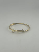 18K Yellow Gold Flexible Bangle with Premium Cubic Zirconia - Image 2