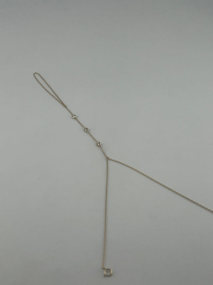 18K Yellow Gold Hand Chain with Premium Cubic Zirconia