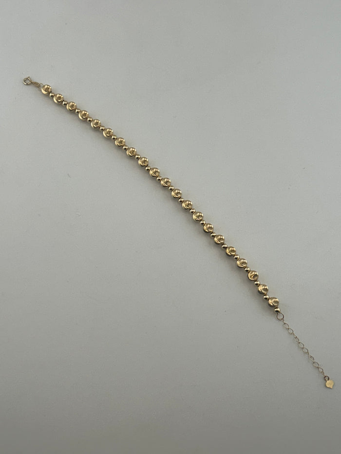 18K Solid Gold Graduated Bead & Sphere Station Bracelet