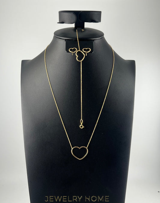Dainty heart set, solid 18k gold