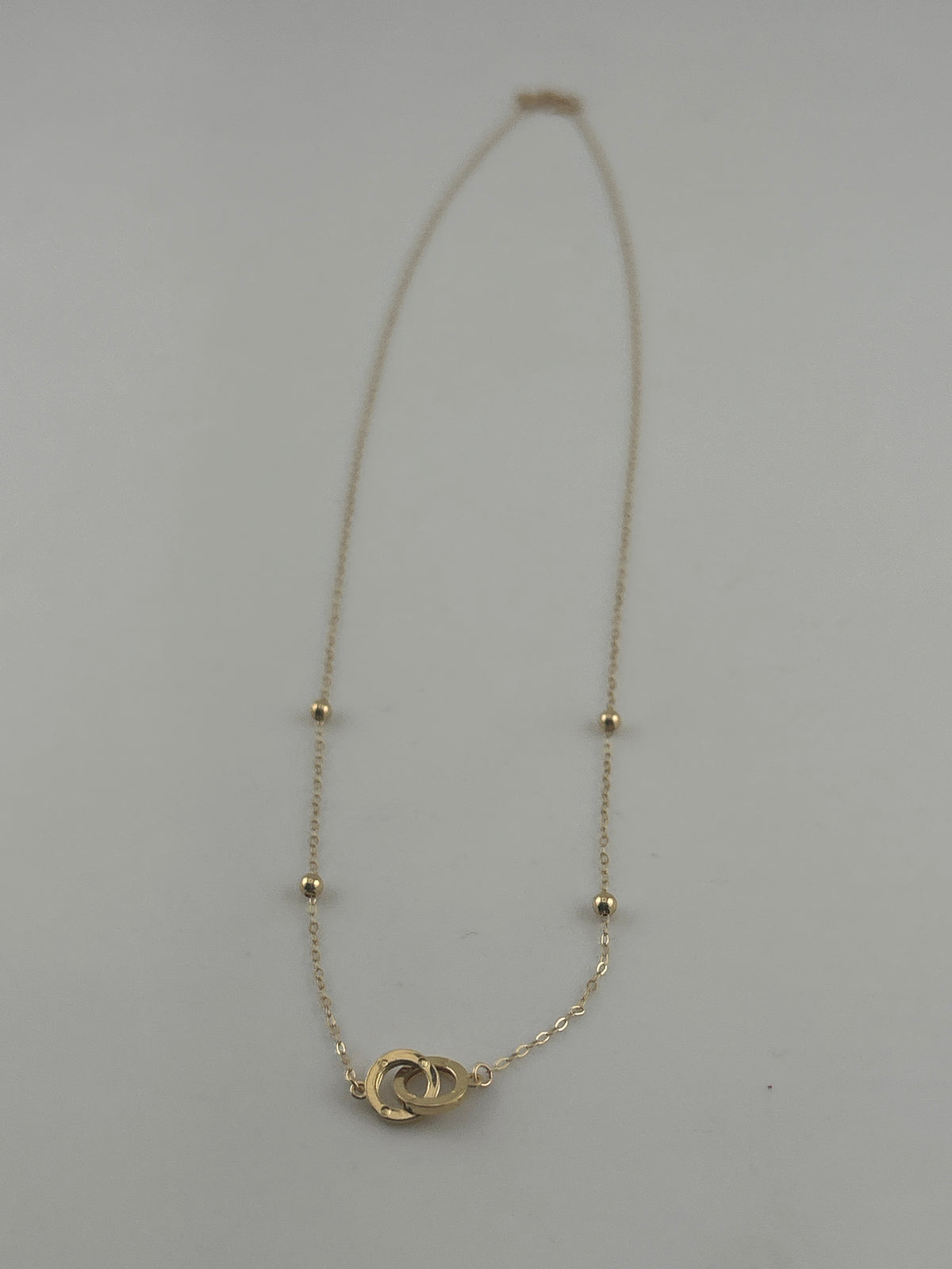 18K Solid Gold Interlocking Ball Chain Necklace - Image 1