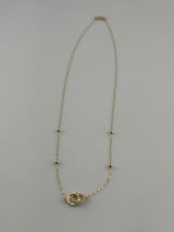 18K Solid Gold Interlocking Ball Chain Necklace - Image 1
