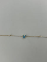 18K Yellow Gold Butterfly Bracelet with Colored Stones - Image 6