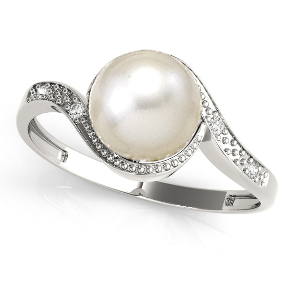 Pearl and Diamond Swirl Fashion Ring