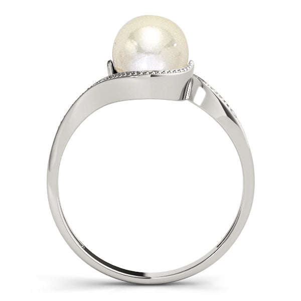 Pearl and Diamond Swirl Fashion Ring
