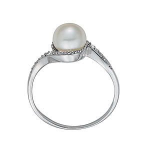 Pearl and Diamond Swirl Fashion Ring - Image 4