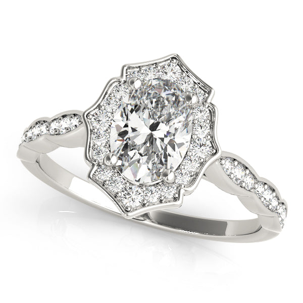 Scalloped Oval Halo Ring