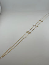 18K Gold Beaded Oval Station Necklace - Image 1
