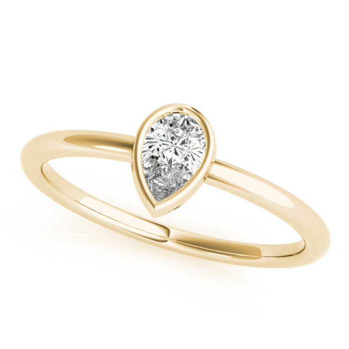 Pear-Shaped Diamond Bezel Engagement Ring