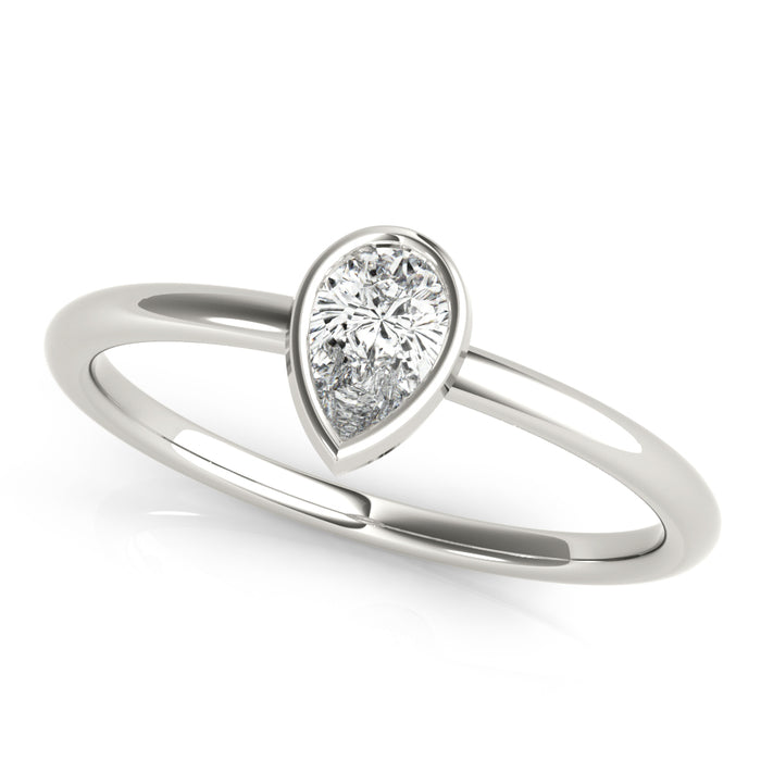 Pear-Shaped Diamond Bezel Engagement Ring