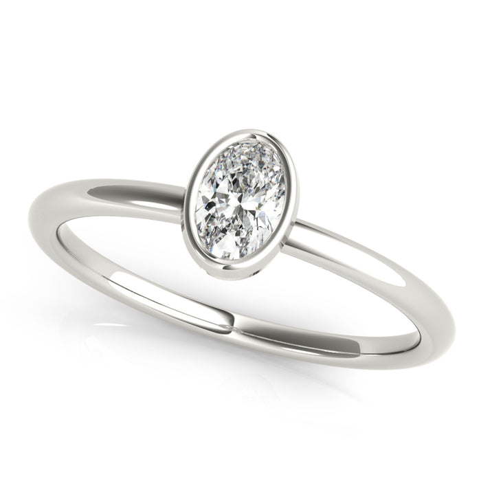 Bezel-Set Oval Diamond Solitaire Ring