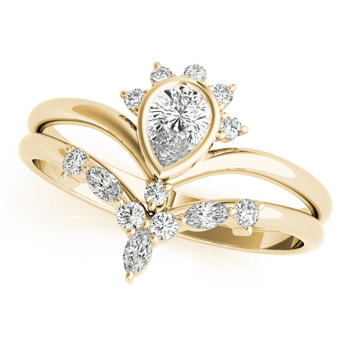Pear-Shaped Diamond Halo Ring Set