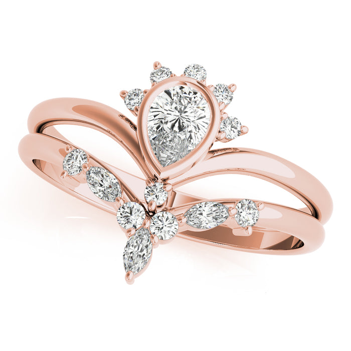 Pear-Shaped Diamond Halo Ring Set