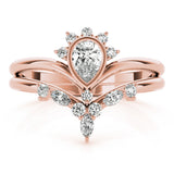 Pear-Shaped Diamond Halo Ring Set - Image 8