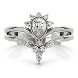 Pear-Shaped Diamond Halo Ring Set - Image 7