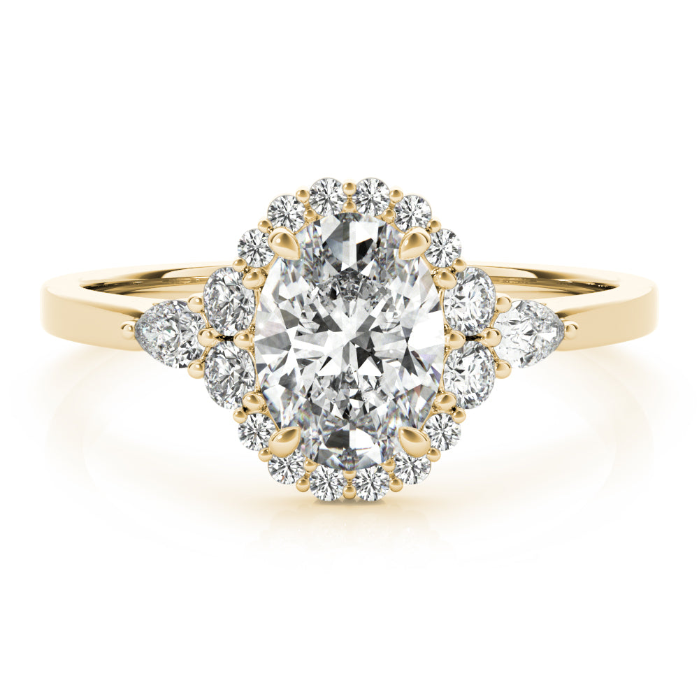 Halo Diamond Ring with Pear Accents - Image 8