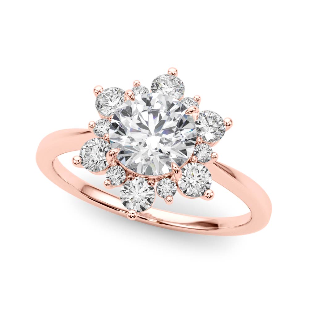 Floral Halo Diamond Ring 1/2 ct