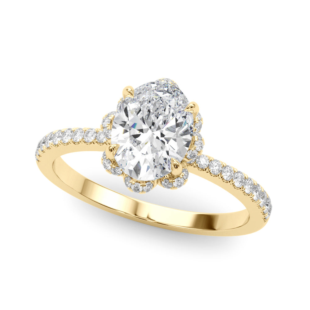 Oval Diamond Floral Halo Ring