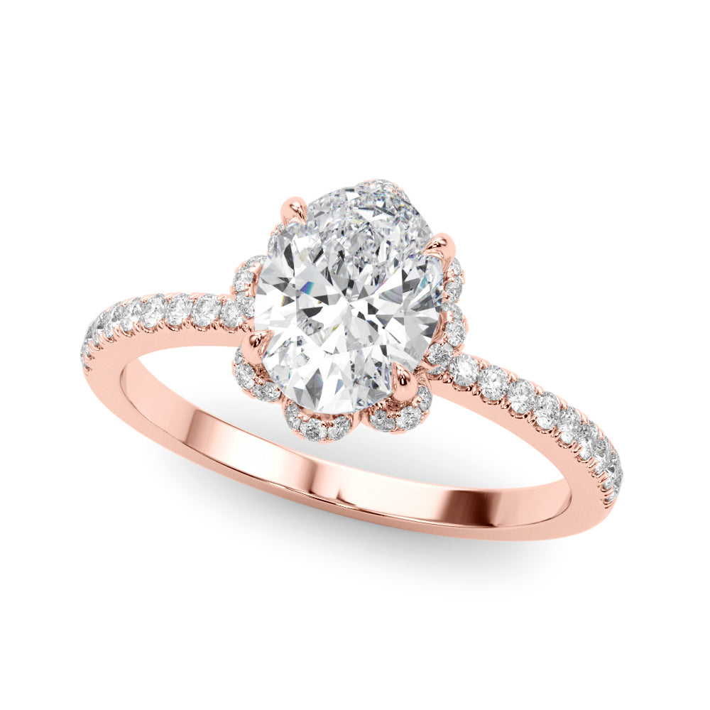 Oval Diamond Floral Halo Ring