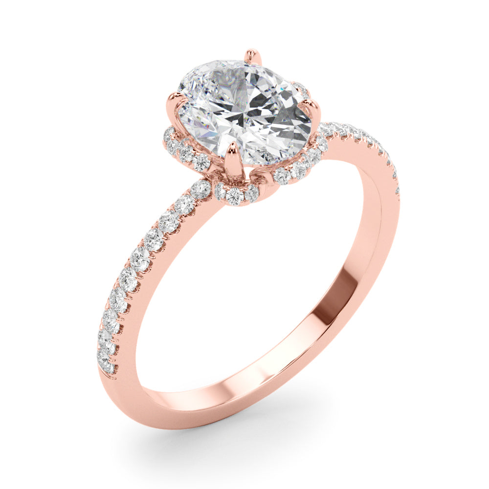 Oval Diamond Floral Halo Ring - Image 6
