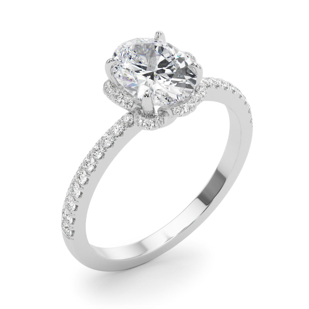 Oval Diamond Floral Halo Ring - Image 4