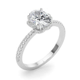 Oval Diamond Floral Halo Ring - Image 4
