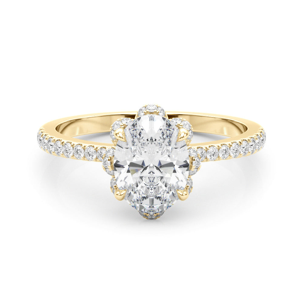 Oval Diamond Floral Halo Ring