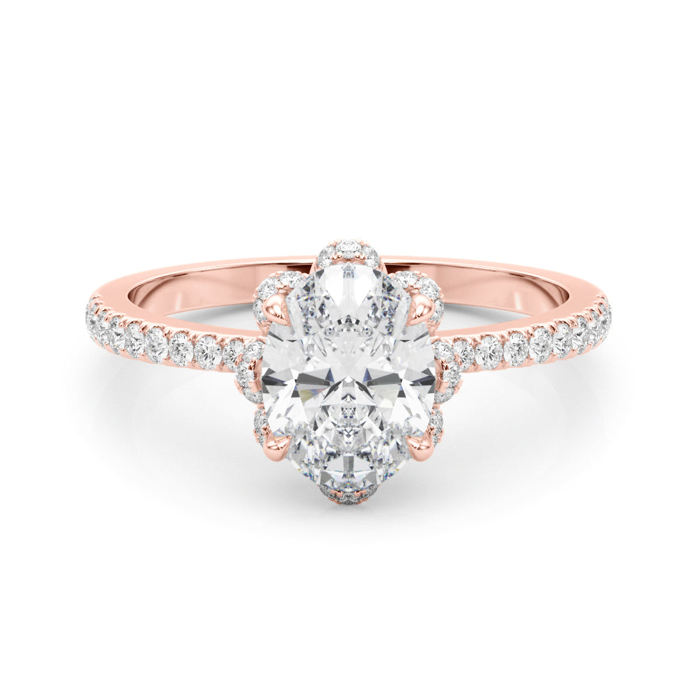 Oval Diamond Floral Halo Ring - Image 9