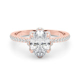 Oval Diamond Floral Halo Ring - Image 9