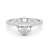 Oval Diamond Floral Halo Ring - Image 7