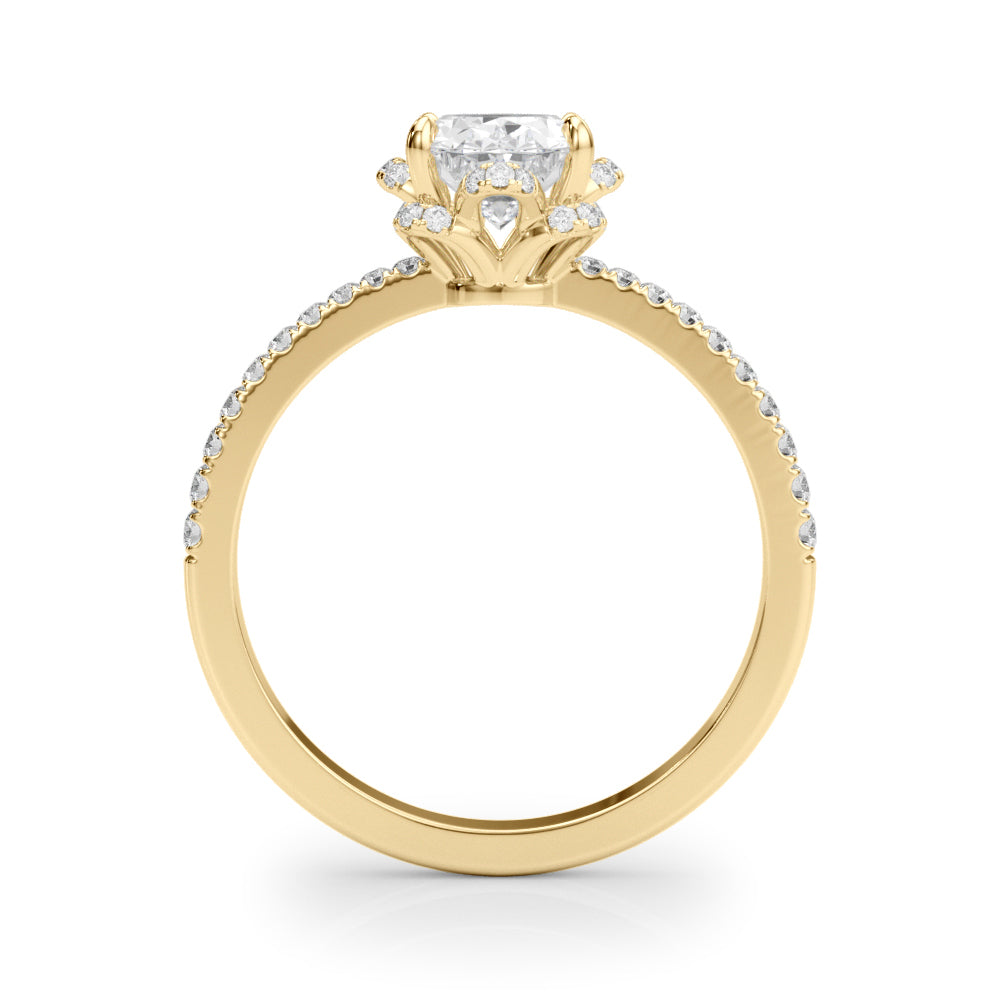 Oval Diamond Floral Halo Ring - Image 11