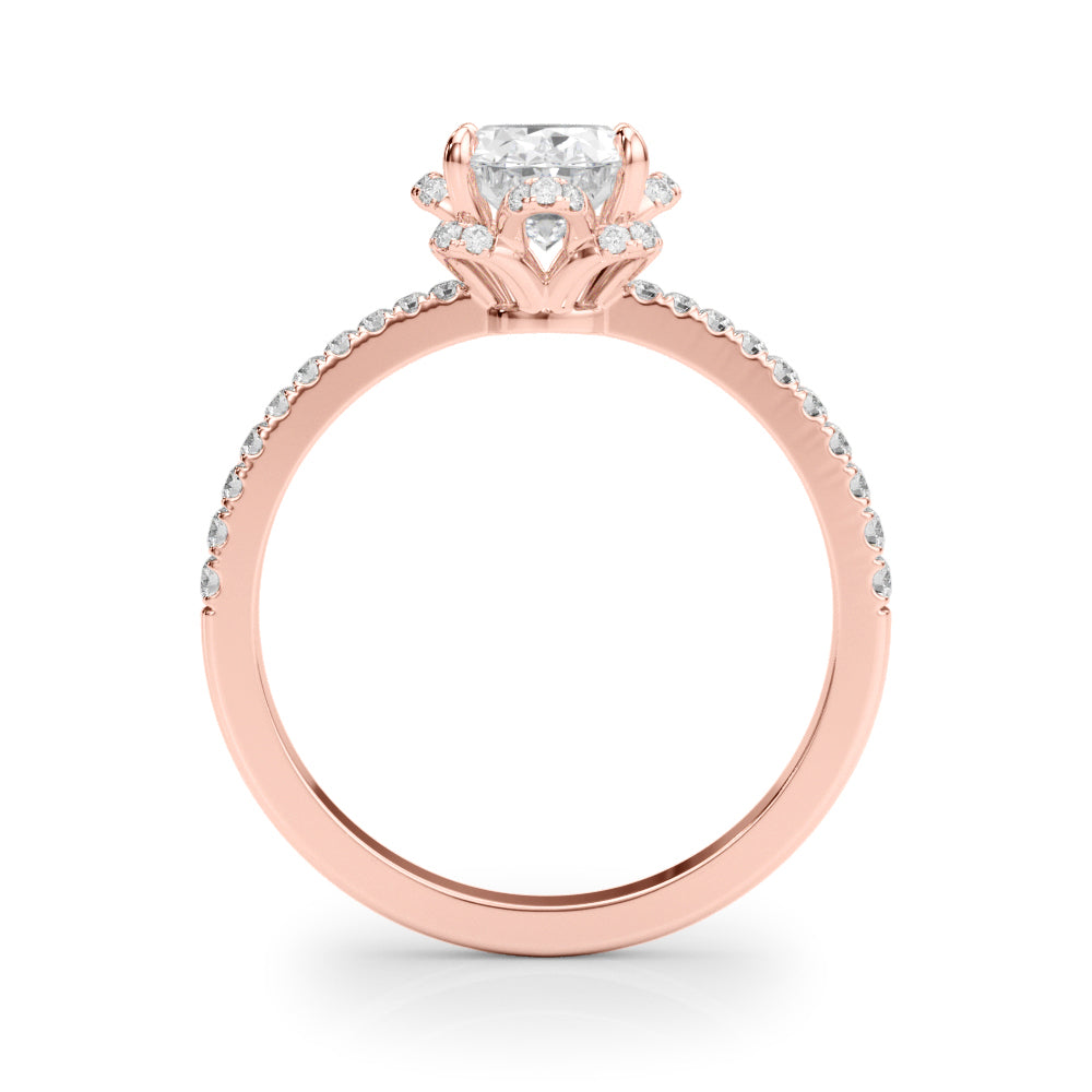 Oval Diamond Floral Halo Ring - Image 12