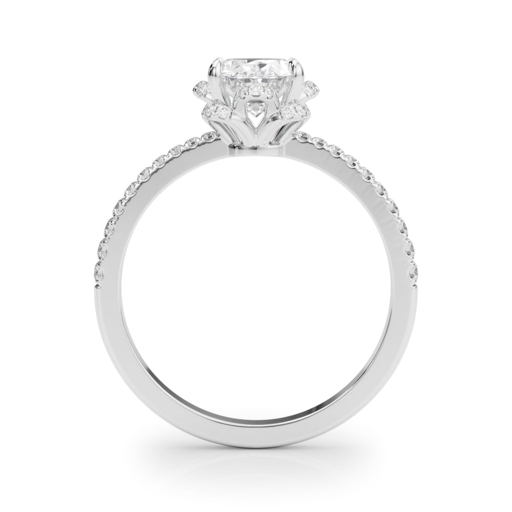 Oval Diamond Floral Halo Ring - Image 10