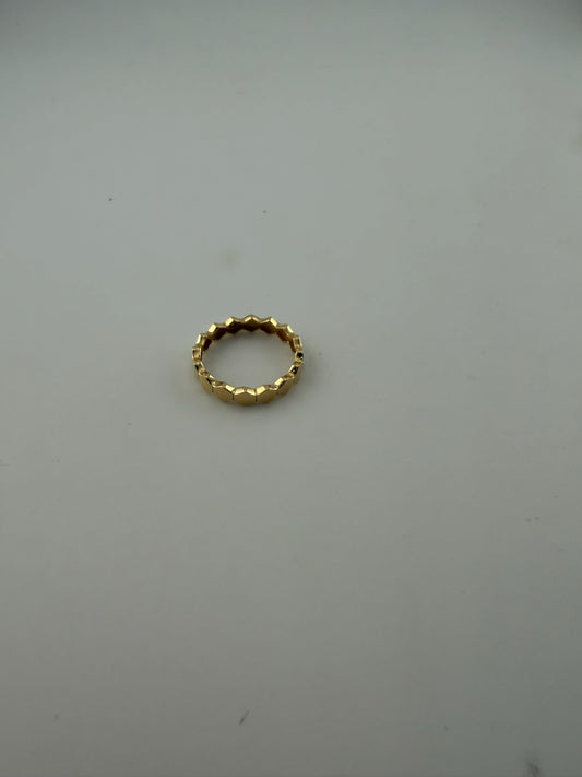 Dainty ring hexagon solid 18k gold