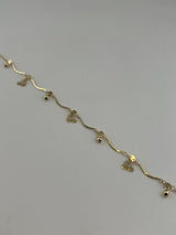 18K Solid Gold Wavy Charm Anklet - Image 2