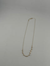 18K Solid Gold Dainty Beaded Interlink Necklace - Image 1