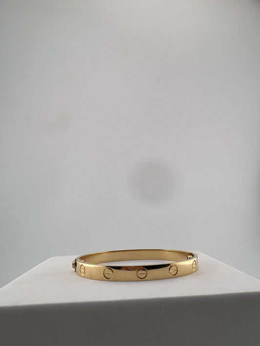 Bangle that opens with a screw, Solid 18k gold, regular width