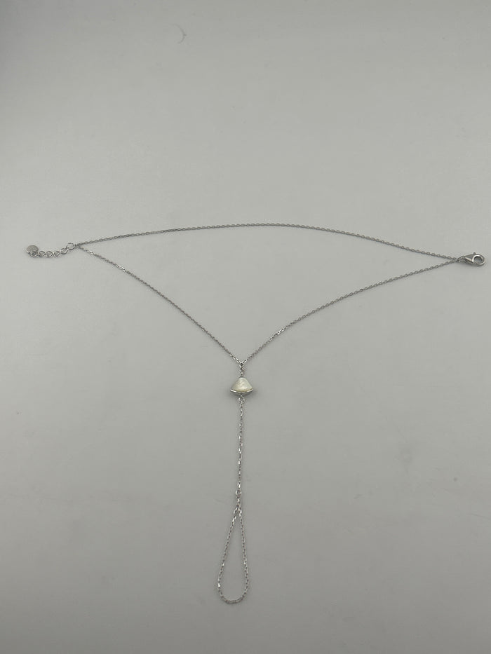 925 Sterling Silver Hand Chain with White Stone