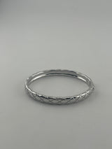 925 sterling Silver Diamond-Cut Crisscross Engraved Bangle - Image 2
