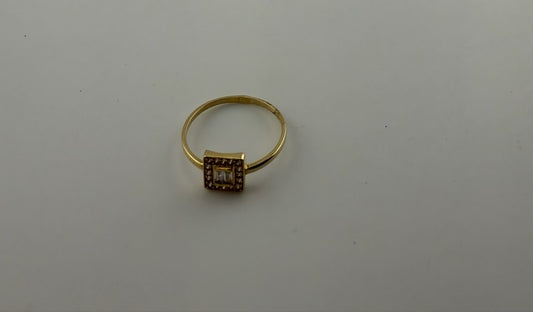 Dainty ring solid 18k gold with cz stones