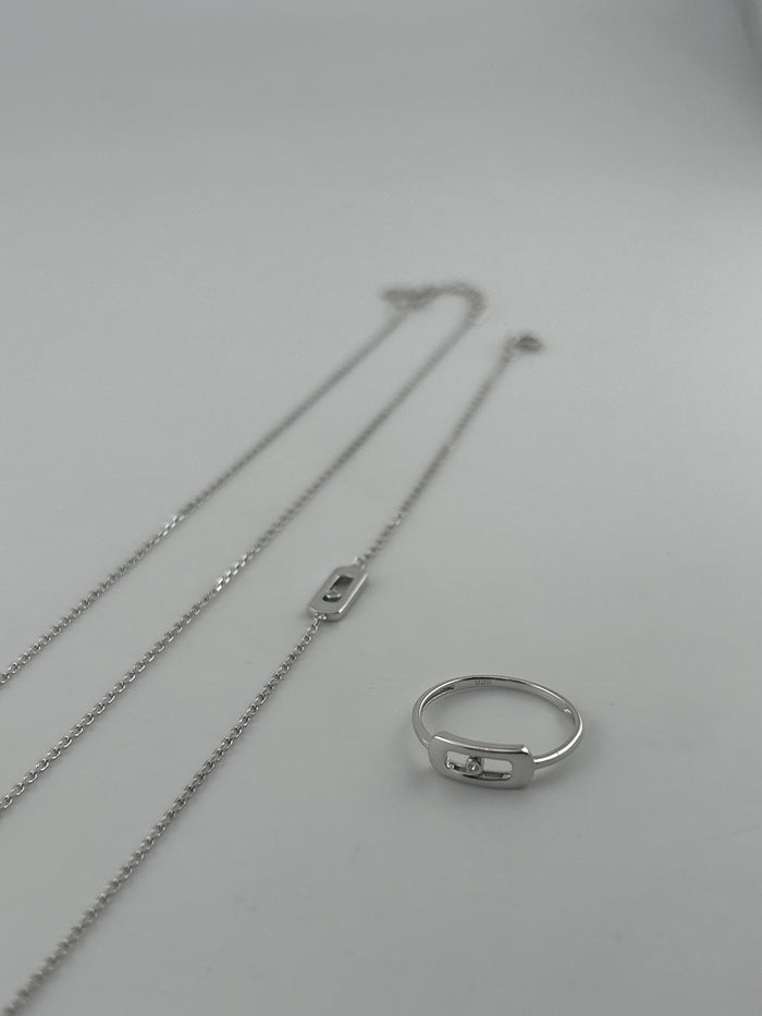 Solid Silver Jewelry Set with Premium Movable CZ Stones – Necklace, Bracelet, Ring & Stud Earrings
