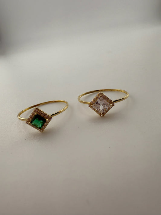Dainty ring solid 18k gold with cz stone