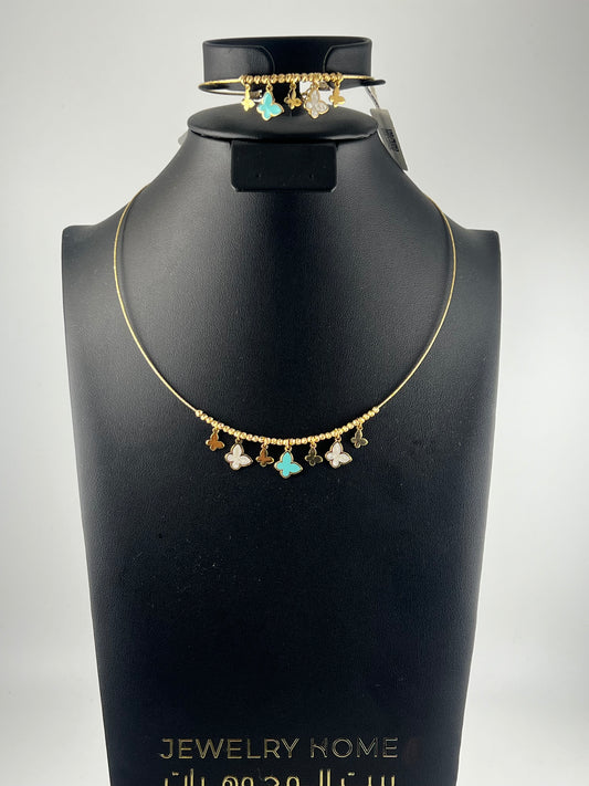 Butterfly charm set, solid 18k gold