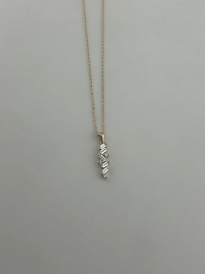 18K Yellow Gold Multi-Shape Cubic Zirconia Necklace