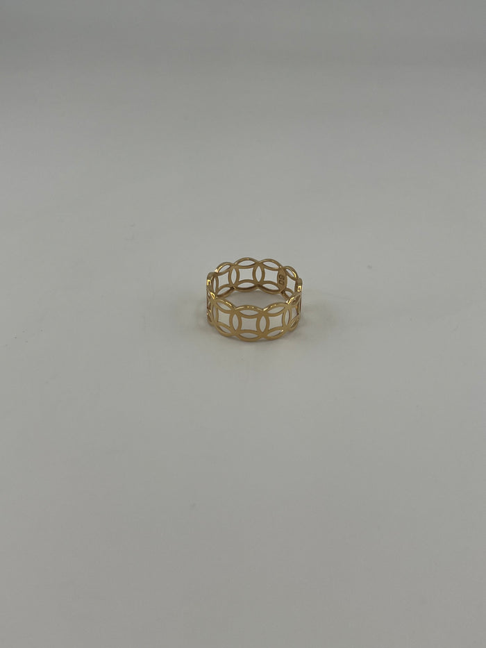 18K Solid Gold Interlocking Circle Lattice Band